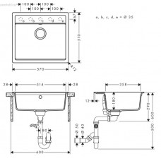 Мийка для кухні hansgrohe S52 S520-F510 43359290 без сушилки, сірий камінь