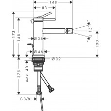 Змішувач hansgrohe Tecturis S для біде, бронза 73201140 із зливним гарнітуром