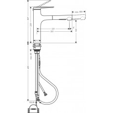 Змішувач hansgrohe Zesis M33 sBox з витяжним душем для кухонної мийки, хром 74804000