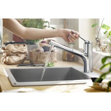 Змішувач hansgrohe Zesis M33 з висувним зливом для кухонної мийки, хром 74820000