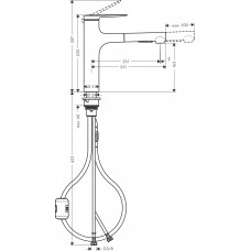 Змішувач hansgrohe Zesis M33 з висувним зливом для кухонної мийки, під сталь 74822800