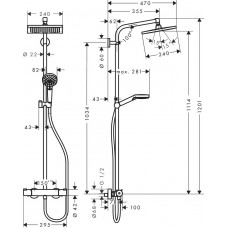 Душова система hansgrohe Crometta Е 240 1jet Showerpipe с термостатом EcoSmart 27281000 хром