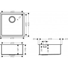 Мийка для кухні hansgrohe S71 S719-U400 43425800 сталь