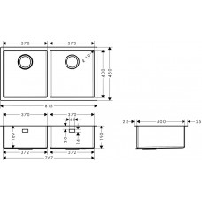 Мийка для кухні hansgrohe S71 S719-U765 43430800 сталь