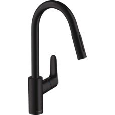 Змішувач hansgrohe Focus для кухонної мийки з висувним душем, матовий чорний 31815670