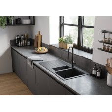 Мийка для кухні hansgrohe S52 S520-F530 43357170 з сушилкою зліва, чорний графіт