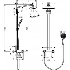 Душова система hansgrohe Raindance Select E 300 2jet Showerpipe з термостатом, білий/хром 27126400