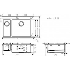 Мийка для кухні hansgrohe S71 S712-F655 43310800 сталь