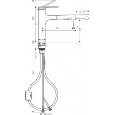 Змішувач hansgrohe Zesis M33 з витяжним душем для кухонної мийки, хром 74801000