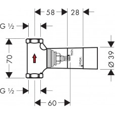 Прихована шпиндельна частина запірного вентиля hansgrohe 15973180, витрата води 52 л/хв