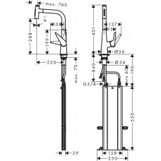 Змішувач hansgrohe Talis Select M51 для кухонної мийки з висувним душем, хром 73867000