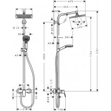 Душова система hansgrohe Crometta E 240 1jet Showerpipe 27284000 хром