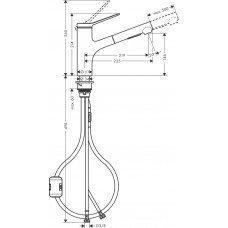 Змішувач hansgrohe Zesis M33 з витяжним душем для кухонної мийки, хром 74800000