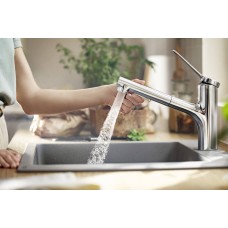 Змішувач hansgrohe Zesis M33 sBox з висувним зливом для кухонної мийки, хром 74821000