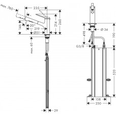 Змішувач hansgrohe Zesis M33 sBox з висувним зливом для кухонної мийки, хром 74821000