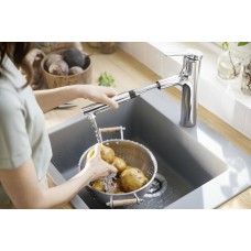 Змішувач hansgrohe Zesis M33 з висувним зливом для кухонної мийки, хром 74822000