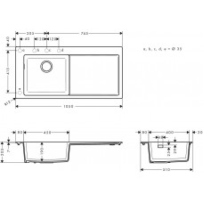 Мийка для кухні hansgrohe S51 S5110-F450 43330380 з сушилкою зправа, сірий бетон