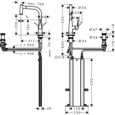 Змішувач hansgrohe Metris Select M71 для кухонної мийки, хром 73805000