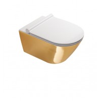 Подвесной безободковый унитаз Catalano Gold&Silver NewFlush, gold/white
