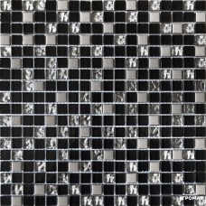 Мозаика Grand Kerama 912 Микс Черный-Платина Рифленый-Платина 30х30 см