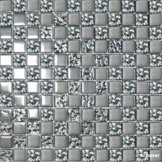 Мозаика Grand Kerama 2095 Микс шахматка платина - платина рельеф 6×300×300
