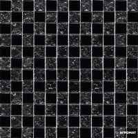 Мозаика Grand Kerama 2119 Шахматка черный-черный колотый 6×300×300
