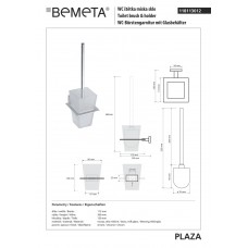 118113012 Plaza Туалетна щітка біла з підвісним тримачем(скло), Bemeta