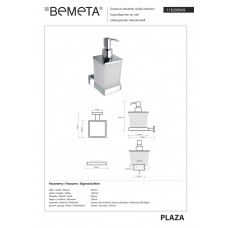 118209049 Plaza Дозатор для рідкого мила настінний(скло),200мл , Bemeta