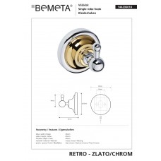 144206018 Retro Гачок(золото/хром), Bemeta