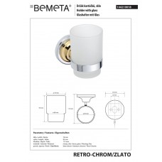 144210018 Retro Тримач для стакана(золото/хром)+стакан(скло), Bemeta