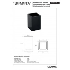 145611310 Gamma Тримач зубних щіток окремостоячий чорний Bemeta Чехія