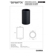 145611320 Gamma Тримач зубних щіток окремостоячий чорний Bemeta Чехія