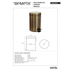 Відро для сміття, бронза 104315023 Retro Bemeta Чехія