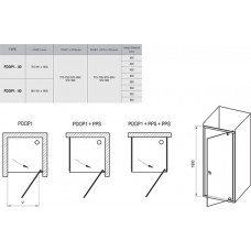 Душові двері одноелементні PDOP1-90 Transparent, (03G70300Z1) RAVAK