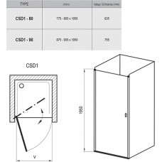 Душові двері одноелементні CHROME CSD1-80 Transparent, (0QV40C00Z1) RAVAK