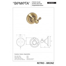 144106037 Retro Гачок подвійний бронза, Bemeta