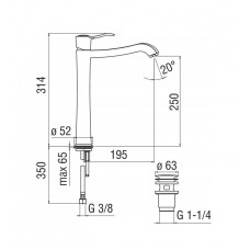 SI98128/2CR Змішувач для умивальника високий з донним клапаном хром Nobili ІТАЛІЯ