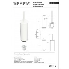 Туалетна щітка 102313064 White : з тримачем висока підлогова і настінна (метал) Bemeta Чехія