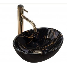 умывальник Rea Sofia 27x35 mini black marble shine (REA-U6963)