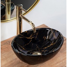 умывальник Rea Sofia 27x35 mini black marble shine (REA-U6963)