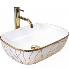 умивальник Rea Belinda Wave 46,5x33 white/gold (REA-U8472)