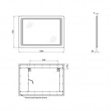 Зеркало Qtap Leo 1000х700 с LED-подсветкой кнопочный выключатель, QT1178120870120W