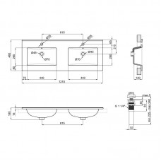 Раковина двойная Qtap Albatross ED 1200х460х180 White с донным клапаном QT01119120EDW