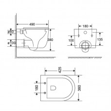 Унитаз подвесной Qtap Taurus безободковый с сиденьем Soft-close QT2433084EUQMB