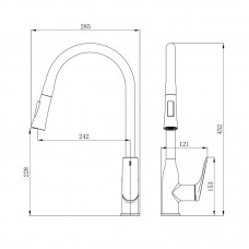 Смеситель для кухни Qtap Vlasta New с выдвижным изливом QTVLA344CRM45646 Chrome