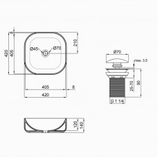 Раковина-чаша Qtap Kolibri 430х430х150 White с донным клапаном QT1011K396W