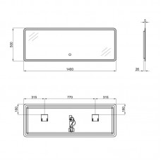 Зеркало Qtap Tern 1400x500 с LED-подсветкой Touch, QT1778142750140W