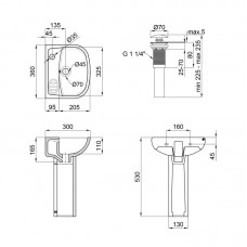 Раковина напольная с пьедесталом детская Qtap Baby 375x305x520 White с рисунком, с донным клапаном QT2311LP304BW