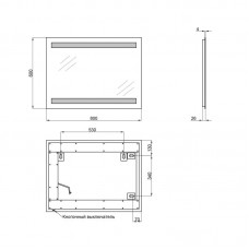 Зеркало Qtap Mideya New 600х800 с LED-подсветкой кнопочный выключатель, Reverse QT2078142270100W