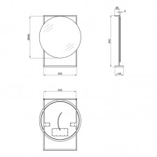 Зеркало Qtap Taurus 700х850х140 Black/Whitish oak с LED-подсветкой QT2478ZP700BWO